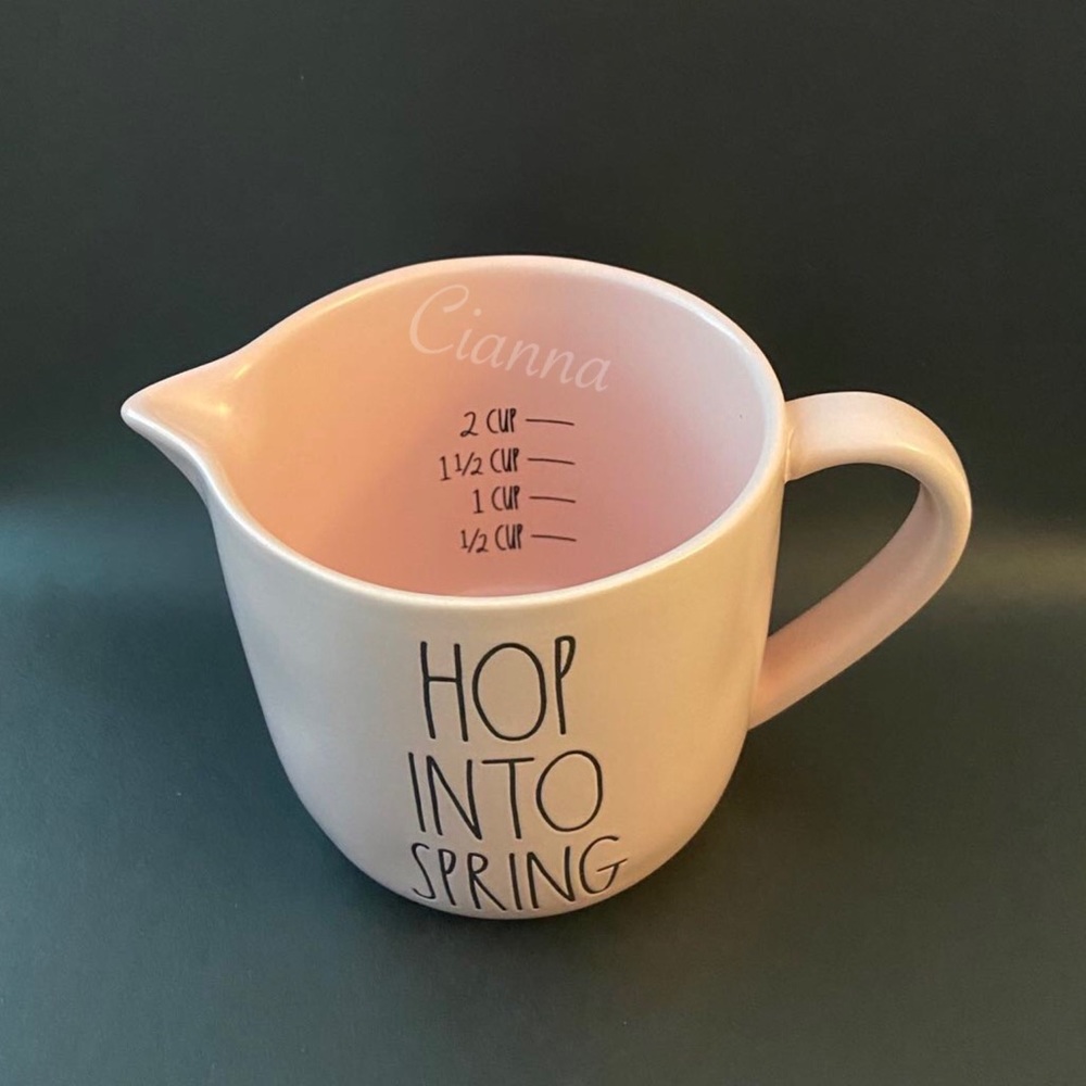 Rae Dunn Pink Hop Into Spring Measuring Cup